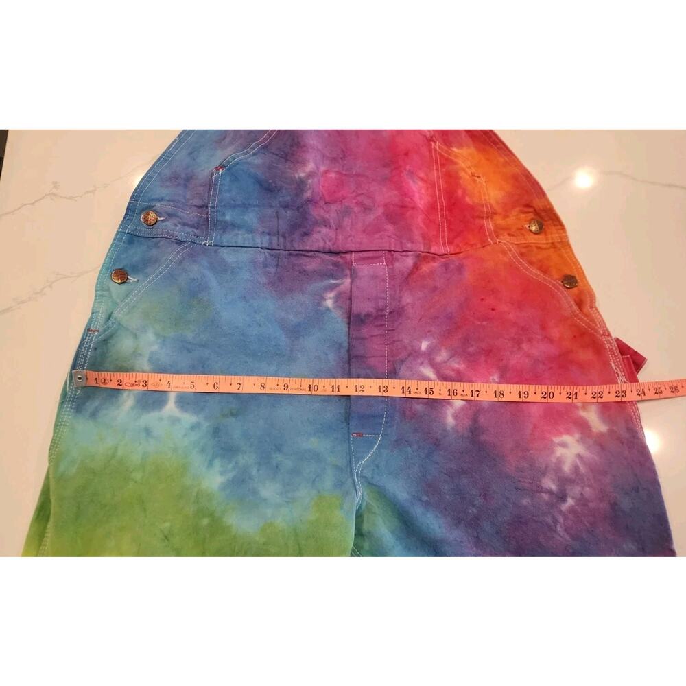 Roundhouse Vintage Tie Dye Overalls 40x31 Blue Orange Green Yellow Rainbow - Picture 6 of 6